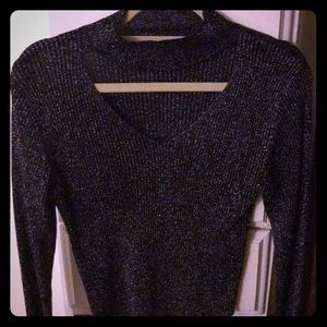 Choker Neck Sparkly Sweater